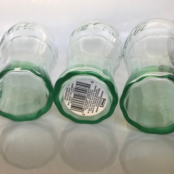 Three Coca-Cola Libbey clear green juice glasses - Picture 2 of 2